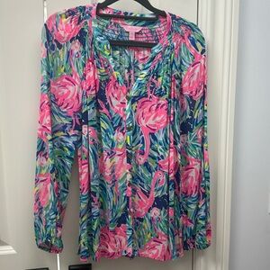 Lilly Pulitzer Flamingo Elsa Top Size XS